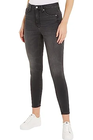 Calvin Klein Jeans Damen Jeans High Rise Ankle Skinny Fit, Blau (Denim Black), 24W