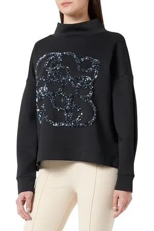 QS by s.Oliver Damen Sweatshirt mit Pailletten-Artwork Black, 40