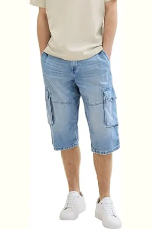 TOM TAILOR Herren Morris Overknee Cargo Shorts, Used Light Stone Blue Denim, 40