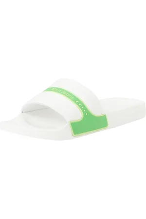 Calvin Klein Jeans Herren Badeschuhe Slide Neoprene Badelatschen, Weiß (B White/Classic Green/Sharp Green), 44