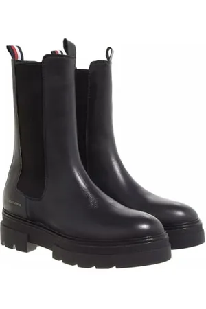Tommy Hilfiger Damen Low Boot Stiefel Monochromatic Chelsea Stiefeletten, (Black), 36
