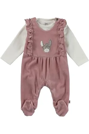 Sterntaler Strampler Set Emmi Girl - Baby Strampler aus Nicki mit Esel Emmi Girl Applikation - Langarm Shirt Jersey - Drucknöpfe im Schritt - bequemer Mädchen Zweiteiler ab Geburt - , Größe 44