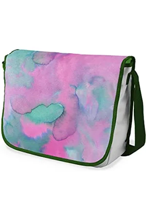 Bonamaison Le Jardin du Lin Digital Bedruckte Messenger Schultaschen mit Khaki Riemen für Mädchen und Jungen, Zurück zur Schule, Kuriertaschen für Schüler, Umhängetaschen, Größe: 29x36 Cm