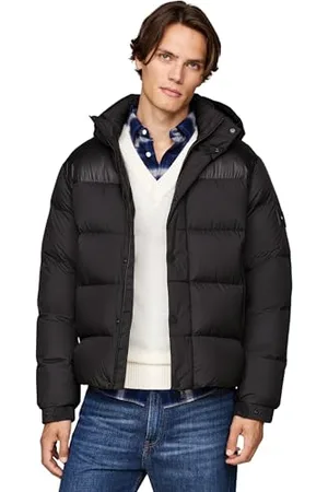 Tommy Hilfiger Herren Pufferjacke Mix Down Hooded Puffer Jacket mit Kapuze, , L