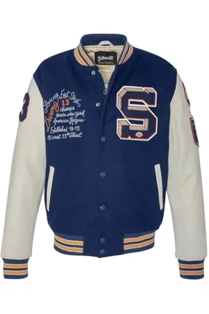 Schott NYC Herren lcteddybd Jacke, Blau/Offwhite, S