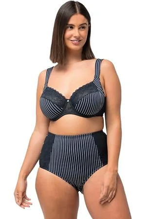 Ulla Popken Damen Bügel, Nadelstreifen, Spitze, Cup C-F BH, , 50DD