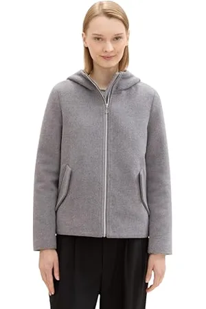TOM TAILOR Damen 1042103 Kurzjacke mit Kapuze, 33761-Dark Grey Melange, S