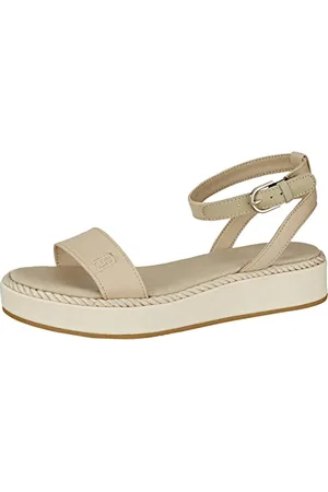 Tommy Hilfiger Damen Sandalen Rope Flatform Sommer, Beige (Sandalwood), 41 EU