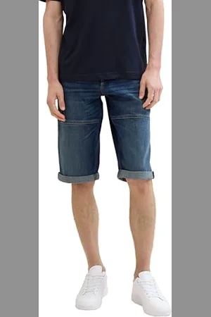 TOM TAILOR Herren Morris Relaxed Fit Overknee Shorts, Used Dark Stone Blue Denim, 31