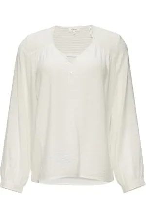 QS by s.Oliver Strukturierte Bluse aus Viskosemix mit Smok Details 46