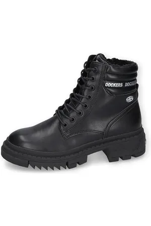 Dockers Damen Combat Boots, Frauen Stiefeletten,warm gefüttert,Winterstiefel,Winterschuhe,Stiefel,Bootee,Booties,schwarz,39 EU