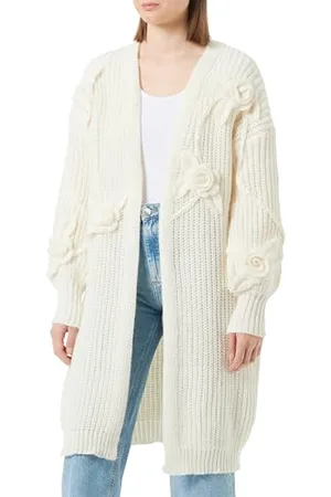 Faina Damen Mittlere Länge dreidimensionale Blume gehäkelte Strickjacke Größe XL/XXL