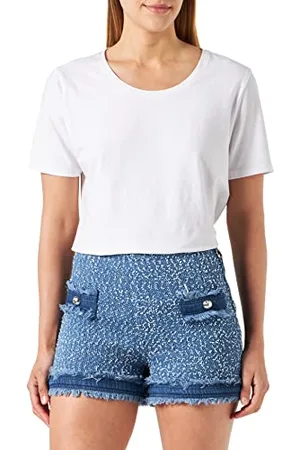 Pinko Damen CANESTRO Denim + Tweed Klassische Shorts, , 52