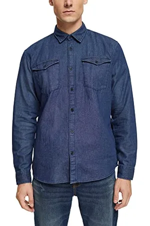 ESPRIT Herren 072ee2f306 Hemd, Blue Dark Washed, XXL EU