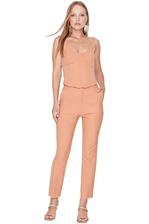 Trendyol Damen Herren Hoher Bund Figurbetont Hose Pants, Hellrosa, 38 EU