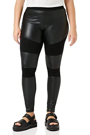 Urban classics Damen Ladies Fake Leather Tech Yoga-Hose Leggings, , W(Herstellergröße: M)