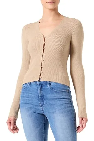 VERO MODA Vmgold Rib Ls V-Neck Button Pullover Ga
