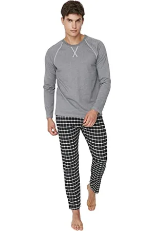 Trendyol Herren Herren 2er-pack Gerade Lange Ärmel Lounge/Zuhause Regulär Pyjama-set Pajama Set Pajama Set, , S
