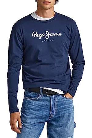 Pepe Jeans Herren Eggo Long T-Shirt, Marineblau, L