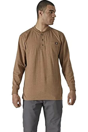 Dickies T-Shirt for Men, Long Sleeves Henley Tee, Front Pocket with Logo, , M