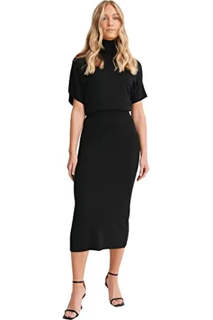 NA-KD Damen Knitted Midi Skirt Rock, , XXS