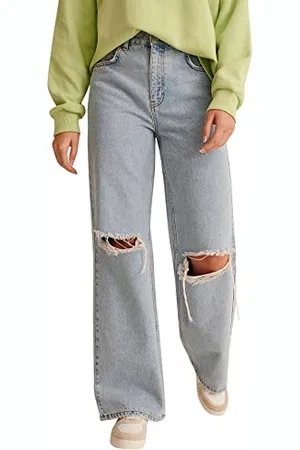 NA-KD Damen Denim mit Rissen an den Knien Jeans, , 42