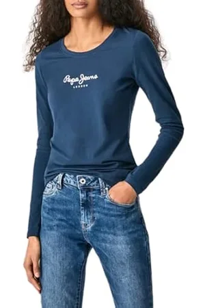 Pepe Jeans Damen New Virginia Ls N T-Shirt, Marineblau, L