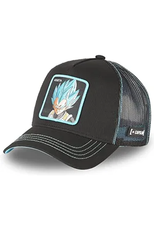 Capslab Cap Herren Dragon Ball Super, Tracker Kappe Herren, Vegeta, Langlebig, Schwarz/Blau/Orange, Einheitsgröße