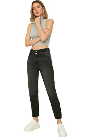 Trendyol Damen Double Button High Waist Mother Jeans, , 34 EU