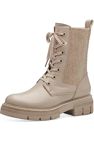 Marco Tozzi Damen Schnürstiefel ohne Absatz aus Kunstleder Winter, Grau , 40