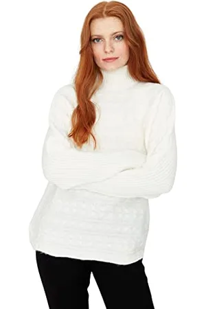 Trendyol Damen Rollkragenpullover, Einfarbig Sweatshirt, , S EU