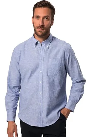 JP 1880 Herren große Größen Übergrößen Menswear L-8XL Hemd, Langarm, Leinenmix, Buttondown-Kragen, Modern Fit 5XL 782629710-5XL