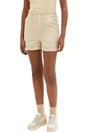 TOM TAILOR Damen 1036490 Paperbag Jeans Shorts, 31700-Dusty Sand Beige, M