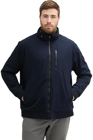 TOM TAILOR Herren 1042201 Plussize Übergangsjacke mit Kapuze im Stehkragen, 10668-Sky Captain Blue, XXL