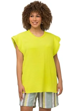 Ulla Popken Damen Blusenshirt, Musselinware, Volantärmel, Aline Bluse, , 42-44 EU