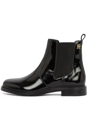 Tommy Hilfiger Damen Chelsea Boots Abrasivato Leather Glänzend, (Black), 36