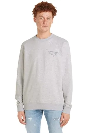 Tommy Hilfiger Herren Langarmshirt Regular Essential Graphic Crew Basic, (Silver Grey), L