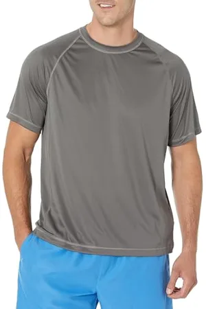 Amazon Herren Schmal Geschnittenes, Kurzärmeliges, Schnelltrocknendes UPF 50-Bade-T-Shirt, , M