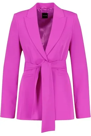 Taifun Damen Stretch-Blazer mit Bindegürtel Langarm, geknöpfte Armschlitze unifarben 38