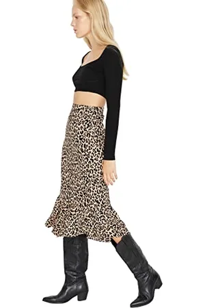 Trendyol Damen Midi Asymmetrisch Gestrickt Rock Skirt, , S
