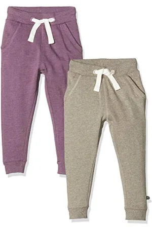 Minymo Mädchen 2er Pack Sweat Pants/Freizeithose Hose, Mehrfarbig (Purple/Grau 647), (Herstellergröße:134)