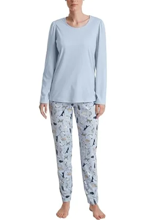 Calida Cat Dreams Pyjama lang Damen, aus 100% Supima Baumwolle