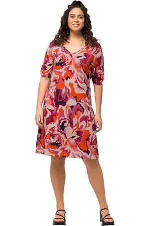 Ulla Popken Damen Strandkleid Heather, Stickblumenprint 832291 Kleid, , 42-44