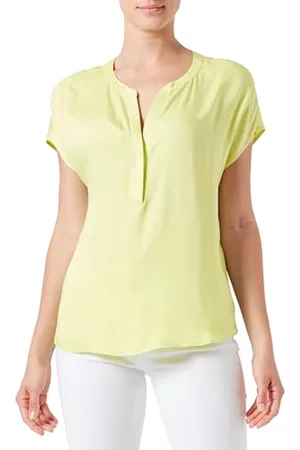 Taifun Damen Seidig schimmerndes Blusenshirt überschnittene Schultern, Kurzarm unifarben 44