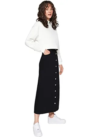 Trendyol Damen Skirt - Black - Maxi baby rock Trend, , 38