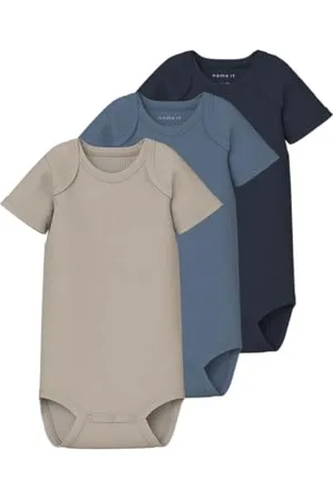 NAME IT Baby Unisex Nbnbody 3P Ss Solid Rib Noos, , Numeric_98 (3er Pack)
