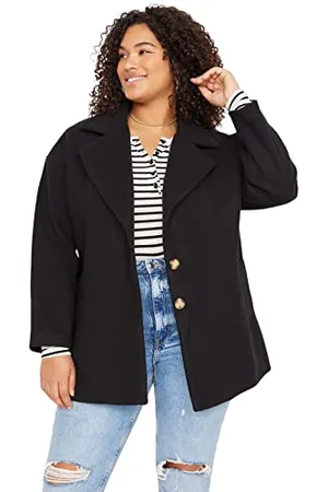 Trendyol Damen Gerade Lange Ärmel Regulär Mantel in Plus Size