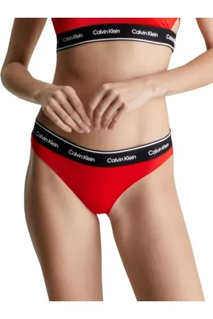 Calvin Klein Damen Bikinihose mit Logobund, , XS