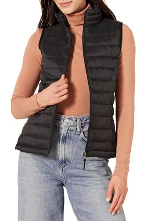 Amazon Damen Leichte, Wasserbeständige Pufferweste, Verstaubar, , XS