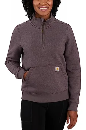 Carhartt Damen Sweatshirt mit halbem Reißverschluss und Rundhalsausschnitt - lockere Passform - Lange Ärmel Farbe: , S